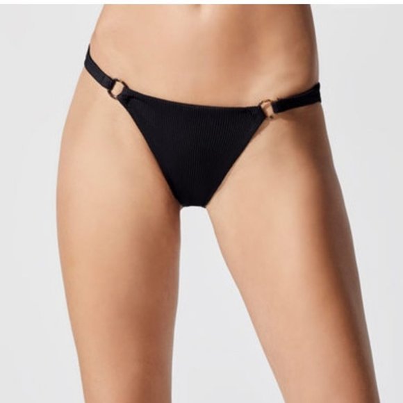 BNWT Beach Riot Island Bikini Bottoms Black Ribbed - Picture 1 of 9